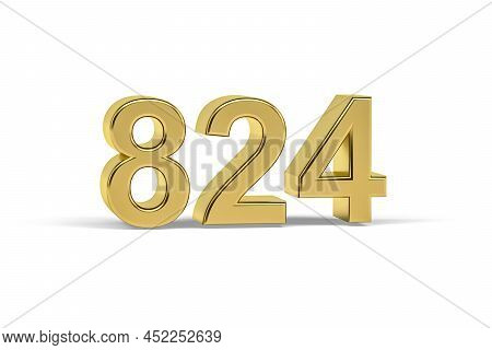 Golden 3d Number 824 - Year 824 Isolated On White Background - 3d Render
