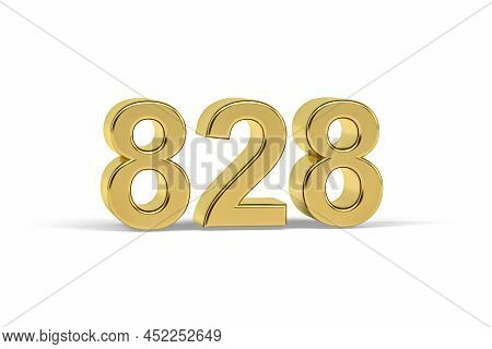 Golden 3d Number 828 - Year 828 Isolated On White Background - 3d Render
