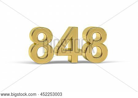 Golden 3d Number 848 - Year 848 Isolated On White Background - 3d Render