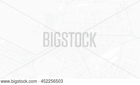 White And Light Grey Bucha City Area Vector Background Map, Roads And Water Illustration. Widescreen