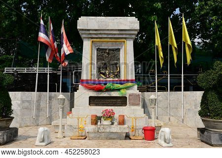 Bangkok, Thailand:4 January 2022 :the Train Operation Has Built A Monument Commemorating The Inaugur