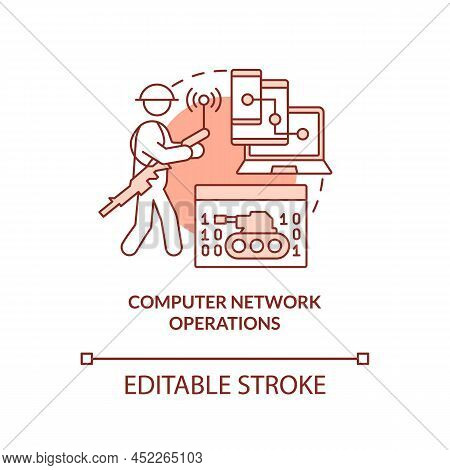 Computer Network Operations Red Concept Icon. Devices Usage. Information Operations Abstract Idea Th