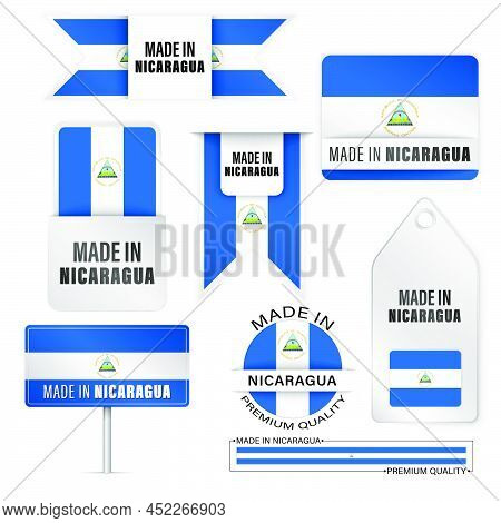 Made In Nicaragua Graphics And Labels Set. Some Elements Of Impact For The Use You Want To Make Of I