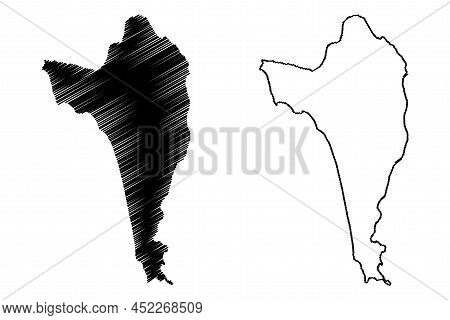 Phu Quoc Island (socialist Republic Of Vietnam, Kien Giang Province) Map Vector Illustration, Scribb