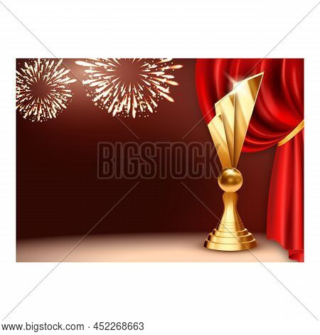 Handing Awards Creative Promotional Poster Vector. Handing Awards On Musical Festival To Artist Sing
