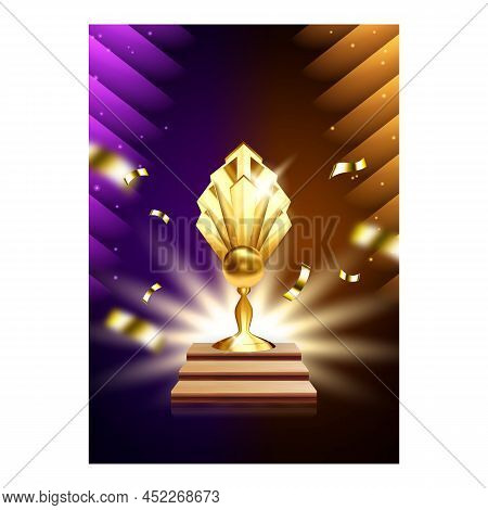 Handing Awards Creative Promotional Banner Vector. Handing Awards To Winner On Cinema Festival Cerem