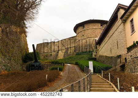 Rovereto, Italy - December 26th 2021. The Historic 15th Century Castello Di Rovereto In Trentino, No