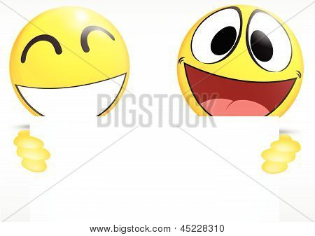 Emoticon houden een papier teken