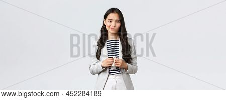 Business, Finance And Employment, Female Successful Entrepreneurs Concept. Sad And Gloomy Office Lad