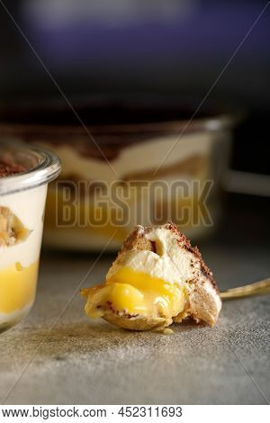 Tiramisu. Dessert With Cream For Breakfast. High Quality Photo