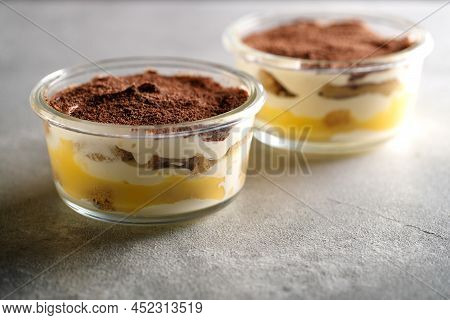 Tiramisu. Dessert With Cream For Breakfast. High Quality Photo
