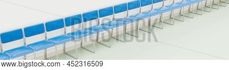 Empty Room Or Office With Chairs. Waiting Room. Surreal Background With Copy Space. 3d Illustration,