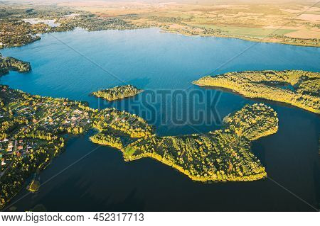 Lyepyel, Lepel Lake, Beloozerny District, Vitebsk Region. Aerial View Of Lyepyel Cityscape Skyline I