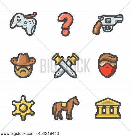 Vector Icons Set Of Quest Video Games.