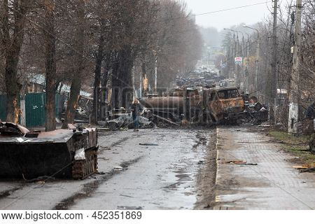 War In Ukraine. Streets Of Bucha