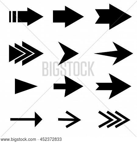 Arrow Icons Set In Flat Style. Design Element. Hand Click Icon Set. Arrow Icon. Vector Illustration.