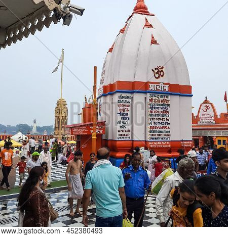 Haridwar, India, October 02 2021 - Har Ki Pauri Is A Famous Ghat On The Banks Of The Ganges In Harid