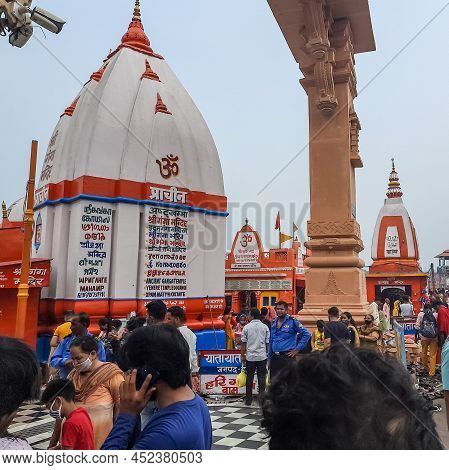 Haridwar, India, October 02 2021 - Har Ki Pauri Is A Famous Ghat On The Banks Of The Ganges In Harid