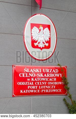 Ozarowice, Poland - April 1, 2022: Silesian Customs And Tax Office At Katowice Pyrzowice Airport.