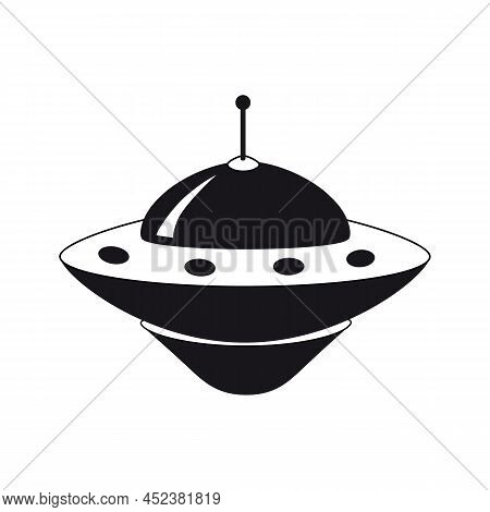 Ufo Icon, Spacecraft Of Alien. Vector Flat Black Color Style