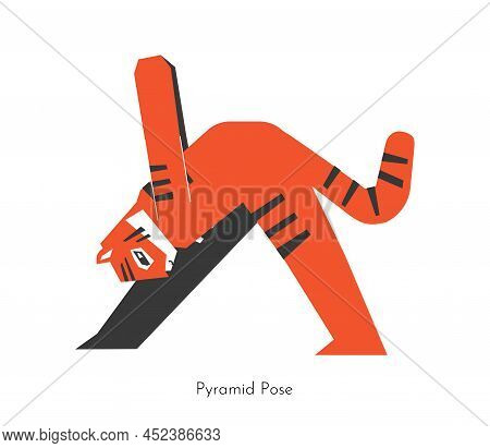 Vector Isolated Concept With Cartoon Animal Character Learning Yoga Practice - Pyramid Pose. South C