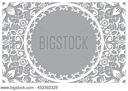 Traditional Vector Frame Or Border Design With Empty Space In The Middle, Moroccan Carved Wall Panel