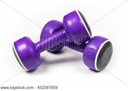 Purple Drumbells Isolated On White Background. Close Up