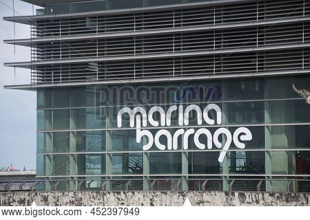 Singapore- Mar 13, 2022: View Of Marina Barrage Singapore. Marina Barrage Is A Government-commission
