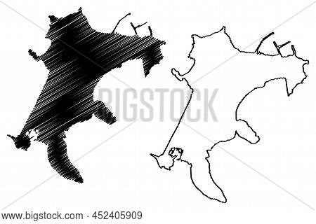 Procida (flegrean Islands, Italian Republic, Italy) Map Vector Illustration, Scribble Sketch Proceta