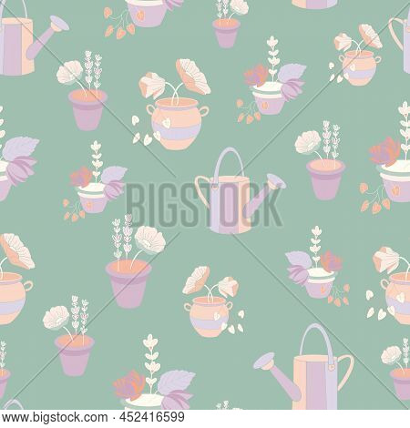 Garden Gathering Repeat Pattern Print Seamless Vector