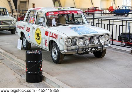Moscow, Russia - August 19, 2014: Soviet Rally Car Lada 2101 At The Automotive Industry Exhibition.