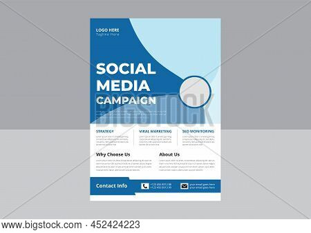 Social Media Marketing Flyer. Social Media Marketing Template Design. Cover, Poster, Leaflet, A4 Siz