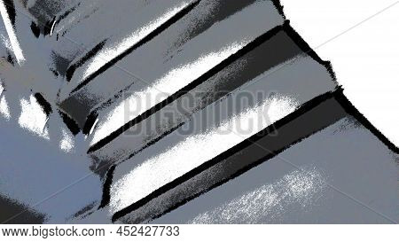 Part Of The Stairs Going Up. The Staircase, The Staircase Steps Go Up At An Angle. The Upper Plane O