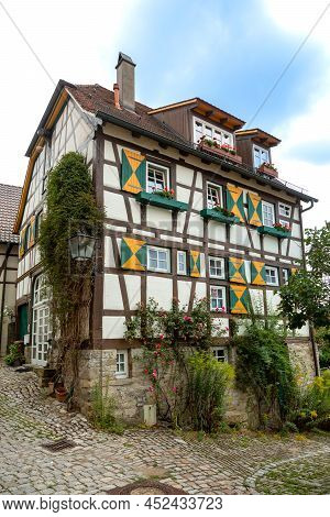 A Historic, Medieval Half-timbered House On A Street Of Old German Town Of Bad Wimpfen In Baden-wuer