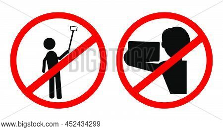 Vector Prohibited Sign, No Selfie, Selfi  Or Self Portrait