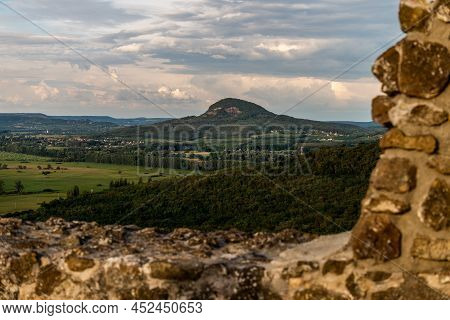 Vineyard In Badacsony, Famous Vine Region In Balaton Highland, Hungary. Vine Farm Aerial View..