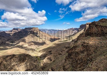 View From Degollada De Las Yeguas Viewpoint On The Barranco De Fataga At Gran Canaria, Canary Island