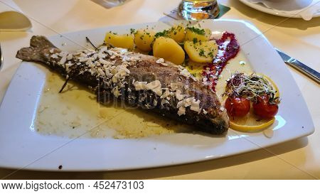 Grilled Rainbow Trout With Red Pepper, Rosemary And Potatoes