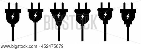 Set Of Electric Plug Icons. Vector Illustration Isolated On White Background