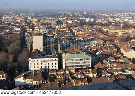 Cremona, Italy - January 2022: Top View Of The City Of Cremona, Lombardy - Italy.