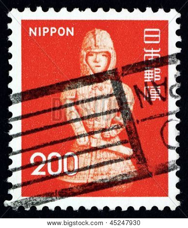 Estampilla Japón 1976 arcilla entierro figura de Guerrero, Ota
