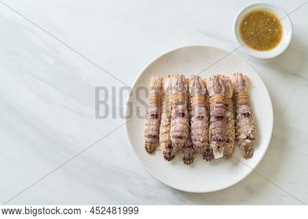 Steamed Crayfish Or Mantis Shrimps Or Stomatopods