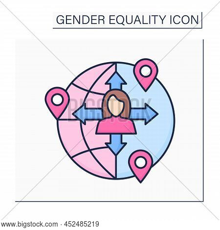 Freedom Movement Color Icon. Free Choice And Speech. Right Extension. Ability To Move In Different L