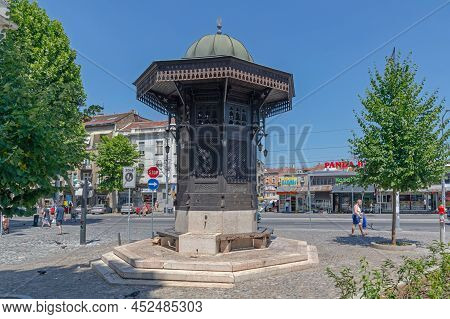 Belgrade, Serbia - July 08, 2021: Turkish Sebilj Drinking Fountain At Skadarlija Street At Hot Summe