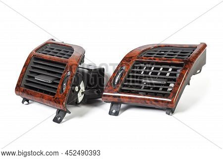 A Close-up View Of A Part Of The Interior Of A Modern Car With A View Of The Ventilation Deflector O