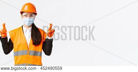Covid-19 Safety Protocol At Enterpise, Construction And Preventing Virus Concept. Hopeful Optimistic