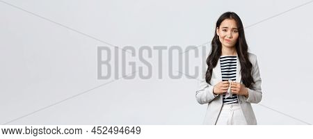 Business, Finance And Employment, Female Successful Entrepreneurs Concept. Sad And Gloomy Office Lad