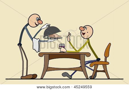 Expensive restaurant - rich cuisine, the customer is satisfied