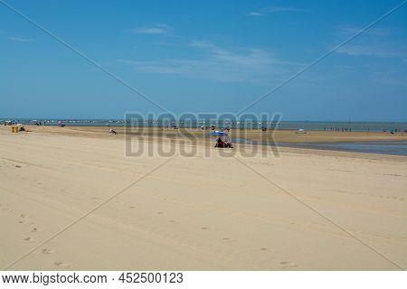 Golden Sandy Beaches Near Sanlucar De Barrameda, Small Andalusian Town, Spain