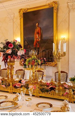 Lazne Kynzvart, Czech Republic, 7 August 2021: Metternich Representative Chateau Or Castle Interiors
